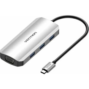 Vention USB Hub - USB Type C - 640 MB/s - Notebook, Desktop, Mouse, Keyboard, Printer, Projector, Flash Drive, TV - Grey -
