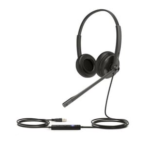 UH34 Dual Teams USB-A Wired Headset with Noise-Cancelling Microphone Leather Ear Cushions