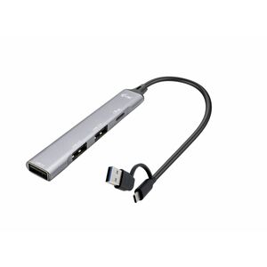 i-tec USB-Hub - USB-Typ C, USB Typ-A - 640 MB/s - Notebook, Tablet, Smartphone, Tastatur, Maus, Flash-Laufwerk - Grau - 4 