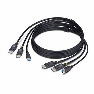 StarTech.com 6ft (1.8m) Dual-DisplayPort and USB 5Gbps KVM Cable, 4K 60Hz, Universally Compatible Combo Cable for KVM Swit