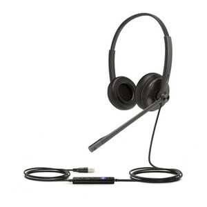 UH34 Dual Teams USB-A Wired Headset with Noise-Cancelling Microphone Leather Ear Cushions