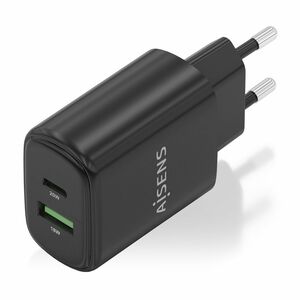 CARGADOR GAN 20W 1XUSB-C PD3.0 1XUSB-A QC3.0 NEGRO