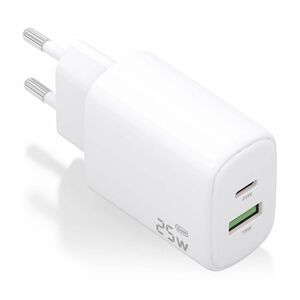 CARGADOR GAN 25W 1XUSB-C PD3.0 1XUSB-A QC3.0 BLANCO