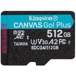 Kingston Canvas Go! Plus 512 GB microSDXC - 1 Pack - 200 MB/s Leitura - 160 MB/s Gravar