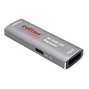 Roline Video Extender Transceiver - Wired - 1 Input Device - 1 Output Device - 10 m Range - 1 x USB - DisplayPort - 7680 x