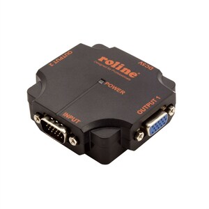 Roline Video Adapter - 1 - 1 x 15-pin HD-15 VGA Male - 2 x 15-pin HD-15 VGA Female - 1920 x 1440 Supported - Black
