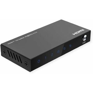 Value 2-way HDMI Splitter - Black - 3840 x 2160 - 1 x HDMI In - 2 x HDMI Out
