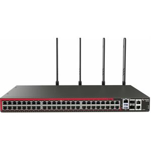Model CM8148-10G, 48 selectable serial ports, 2x 10GbE SFP+, 2x 1GbE, ARM 1.6GHz 2-core 2GB mem 32GB flash, TPM 2.0, Docke