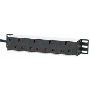 10" 1U PDU 4-way UK, With Indicator, Rackmount, Power Distribution Unit, UK 3-pin outlets, 3m power cord, output - BS 1363