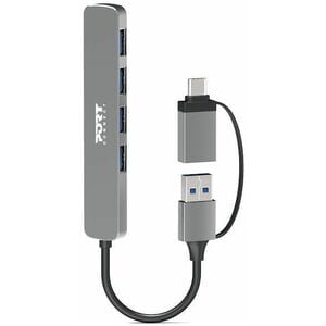 Port Connect USB Hub - USB Type A, USB Type C - 640 MB/s - Mouse, Keyboard, Flash Drive, Hard Drive, Notebook, Tablet - 4 