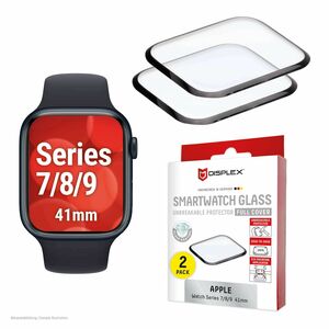 Displex 9H Acryl, Glas Displayschutz für Apple Watch Series 7, Watch Series 8 - Transparent - 2 Pack - für OLED Apple Watc