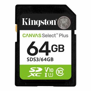 ""Carte SDXC Kingston Canvas Select Plus - 64 Go - Classe 10/UHS-I (U1) - V10 - 100 Mo/s en Lecture""