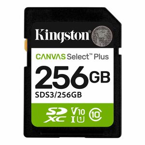 Carte SDXC Kingston Canvas Select Plus - 256 Go - Classe 10/UHS-I (U1) - V10 - 1 - 150 Mo/s en Lecture - À vie Garantie