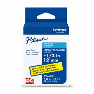 P-touch Cinta para etiquetas - 12mm Ancho - Amarillo - Laminada - 1 Solamente