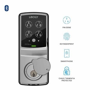Lockly Secure Plus Childproof Edition Bluetooth Smart Lock Detachable Knob Version (Satin Nickel) - Childproof - Removable