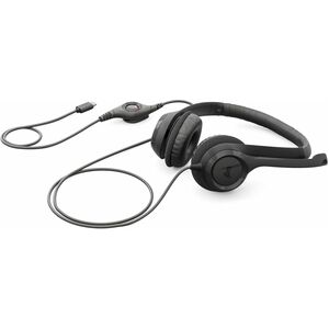 Logitech 有线 入耳式, 头戴式 立体声 耳机 - 黑 - 双声道 - 上耳式 - 32 欧姆 - 20 Hz 到 20 kHz - 190 cm 线缆 - 降噪, 双向 麦克风 - C型 USB