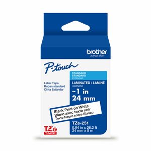 P-touch Cinta para etiquetas - 24mm Ancho - Blanco - Laminada - 1 Solamente