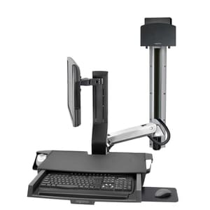 Ergotron StyleView Wall Mount for Keyboard, Monitor, Bar Code Scanner - Polished Aluminum - 1 Display(s) Supported - 61 cm