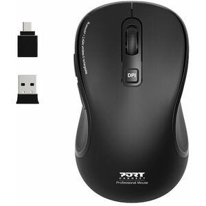 Port Connect Essential Mouse - Bluetooth/Radio Frequency - USB Type C, USB Type A - Optical - 5 Button(s) - Wireless - 2.4