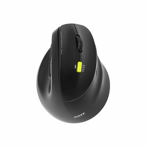 Port Connect ERGO Mouse - Bluetooth/Radio Frequency - USB Type A, USB Type C - Optical - 5 Button(s) - Black - Wireless - 