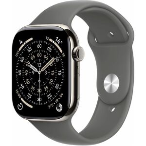 Apple Watch Series 11 Smart Watch - Natural Case Color - Stone Grey Band Color - Titanium Case Material - Rubber Band Mate