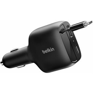 Belkin BoostCharge 75 W Auto Adapter - Universal Adapter - 1 USB - 1 USB Type-C - For Notebook, iPhone, MacBook - 75 cm Cable