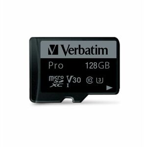 Verbatim Pro 128 GB Class 3/UHS-I (U3) microSDXC - 90 MB/s Read - 45 MB/s Write
