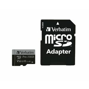 Verbatim Pro 256 GB Class 3/UHS-I (U3) V30 microSDXC - 100 MB/s Read - 90 MB/s Write