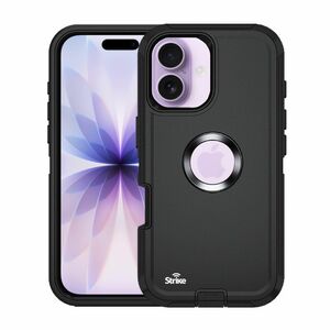 Strike Rugged Case for Apple iPhone 17 (Black) - For Apple iPhone 17 Smartphone - Rubberised Textured Design - Black - Dus