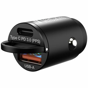 Verbatim Mini 33 W Auto Adapter - 1 USB Type-C - For Mobile Device - 12 V DC, 24 V DC Input - 5 V DC, 9 V DC, 12 V DC, 15 