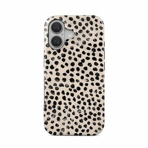 BURGA Case for Apple iPhone 16 Smartphone - Almond Latte, Asymmetrical Black Spot Pattern - Cream - Fade Resistant, Scratc