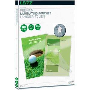 Leitz iLAM Laminating Pouch - Sheet Size Supported: A3 - Laminating Pouch/Sheet Size: 426 mm Width x 80 µm Thickness - Glo