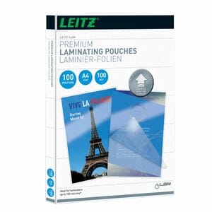 Leitz iLAM Laminating Pouch - Sheet Size Supported: A4 - Laminating Pouch/Sheet Size: 303 mm Width x 100 µm Thickness - Gl