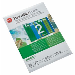 Peel'nStick - Sheet Size Supported: A3 303 mm Width x 426 mm Length - Laminating Pouch/Sheet Size: 75 µm Thickness - High 