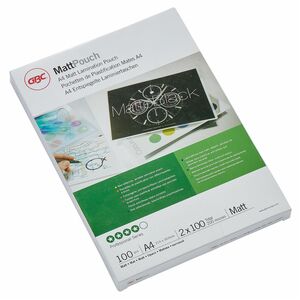 ACCO Matt Laminating Pouch - Sheet Size Supported: A4 216 mm Width x 303 mm Length - Laminating Pouch/Sheet Size: 100 µm T