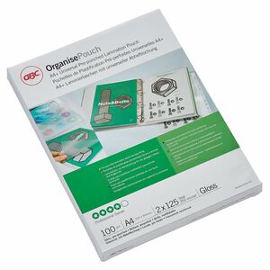 Organise - Sheet Size Supported: A4 229 mm Width x 303 mm Length - Laminating Pouch/Sheet Size: 125 µm Thickness - High Gl