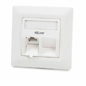 KELine Modulo50 Faceplate - 2 x Total Number of Socket(s) - White - 2 x Loaded Socket(s) - Flush Mount - 2 x RJ-45 Port(s)