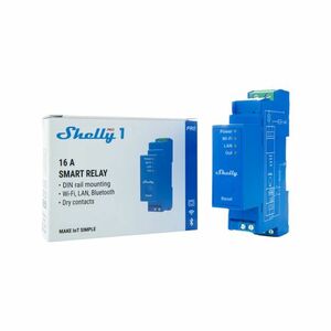 Shelly PRO 1 DIN-sínre szerelhető WiFi + Ethernet + Bluetooth, 16A modul, feszültségmentes kapcsolásra is