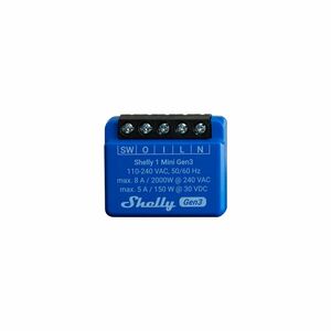 Shelly 1PM Mini Gen3, Wi-Fi + Bluetooth okosrelé, áramfogyasztás-méréssel