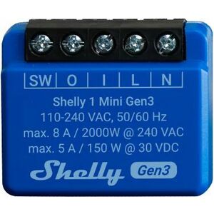 Shelly 1 Gen3 egy áramkörös Wi-Fi + Bluetooth okosrelé