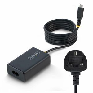 StarTech 65W USB-C Laptop Charger, 1.5m Tethered USB-C Cable, Power Adapter Brick for Dell, XPS, HP ProBook, MacBook Pro -