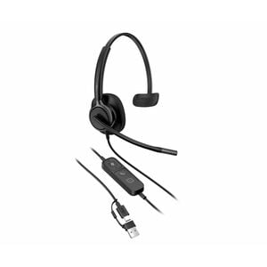 Poly Mission 400 415 Kabel Kopfbügel, Auf den Ohren Mono Headset - Schwarz - Microsoft-Teams-Zertifizierung - Monaural - O
