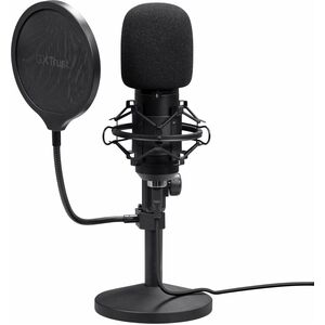 GXTrust 269 Emita II Microphone avec Bureau Support Réglable, Filtre Anti-Pop et Anti-Vent, Gamer USB Micro avec Directivi