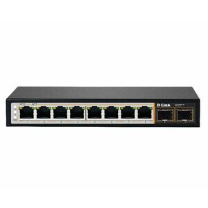 D-Link DGS-F1010P-SE 8 Ports Ethernet Switch - Gigabit Ethernet - 10/100/1000Base-T - 2 Layer Supported - 2 SFP Slots - 12