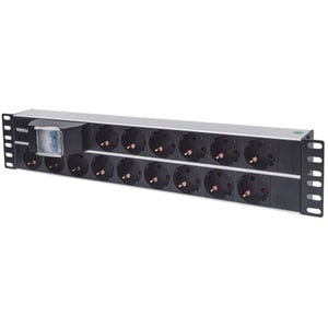 19" 2U Rackmount 15-Way Power Strip - German Type" , With Double Air Switch, 3m Power Cord (2 PIN EURO PDU WITH 2 PIN EURO