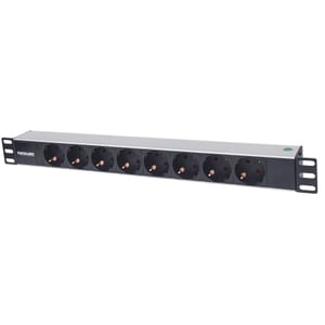 19" 1.5U Rackmount 8-Way Power Strip - German Type" , With LED Indicator Only, No Surge Protection, 1.6m Power Cord (2 PIN