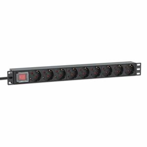 Intellinet PDU - CEE 7/7 (SCHUKO) - 9 x Schuko - 16 A - 230 V AC Input - Overload Protection, Double Pole - 1U - 2 m Cord 