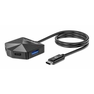 Manhattan USB-C & USB-A Combo Dock/Hub, Ports (4): USB-A (x2) and USB-C (x2), 5 Gbps (USB 3.2 Gen1 aka USB 3.0), Angled Sh