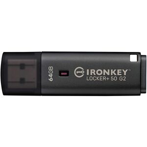 IronKey Locker+ 50 G2 USB Flash Drive - 64 GB - USB 3.0, USB 3.1 - 145 MB/s Read Speed - 115 MB/s Write Speed - 256-bit AE