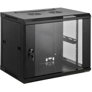Network Cabinet, Wall Mount (Standard), 15U, 600mm Deep, Black, Assembled, Max 60kg, Metal & Glass Door, Back Panel, Remov